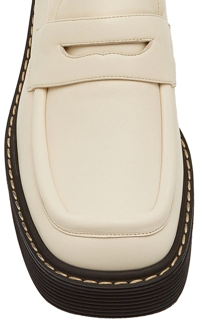 Shop Marni Chunky Leather Loafers In White