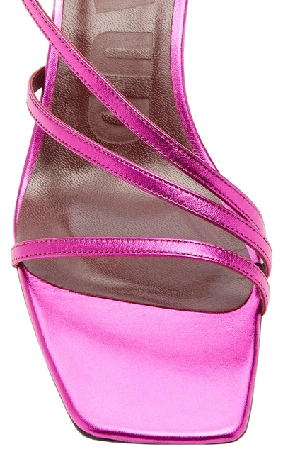 Shop Staud Gita Metallic Leather Sandals In Pink