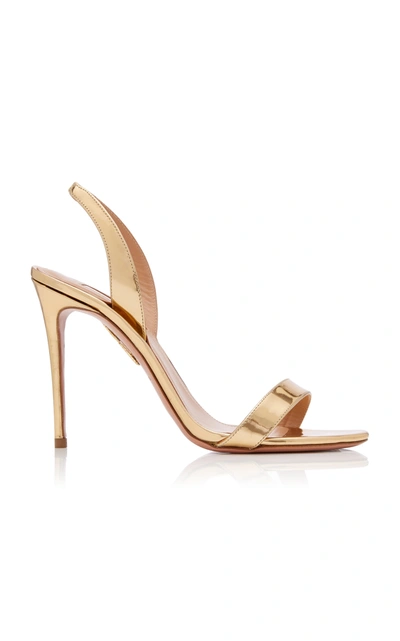 Shop Aquazzura Women's So Nude Metallic Leather Slingback Sandals In Gold