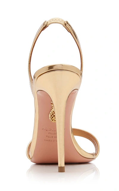 Shop Aquazzura Women's So Nude Metallic Leather Slingback Sandals In Gold