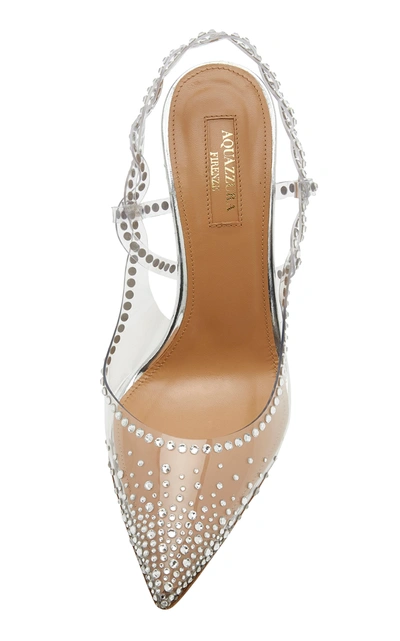 Shop Aquazzura Heaven Crystal-embellished Pvc Pumps In White