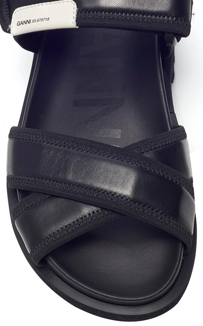 Shop Ganni Hiking Nylon Sandals In Black