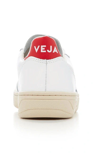 Shop Veja V10 Nautico Leather Sneakers In White
