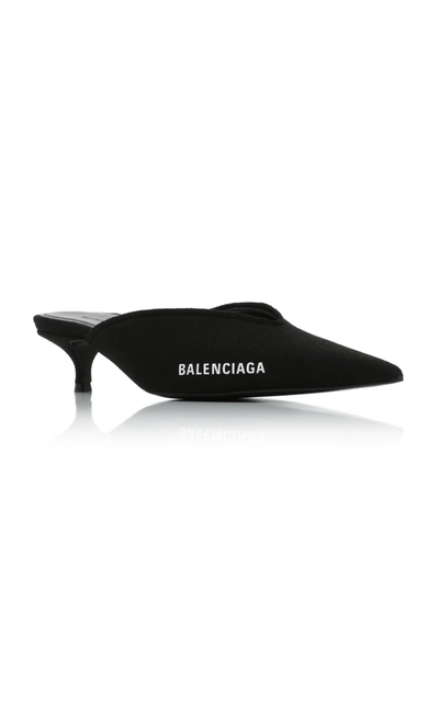 Shop Balenciaga Women's Knife Logo Knit Mules In Black