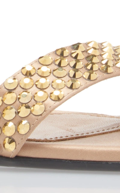 Shop Prada Women's Crystal-embellished Leather Sandals In Gold