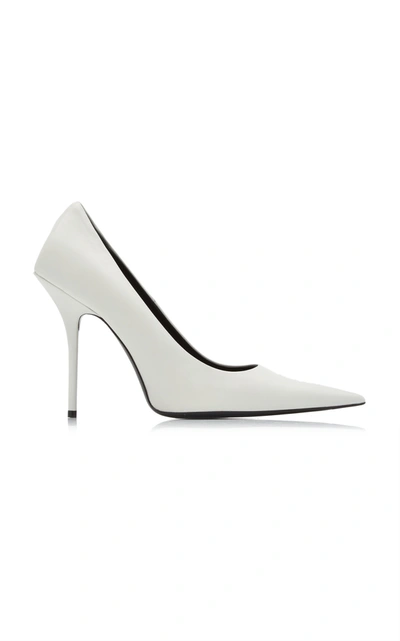 Shop Balenciaga Women's Square Knife Leather Pumps In White