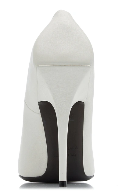 Shop Balenciaga Women's Square Knife Leather Pumps In White