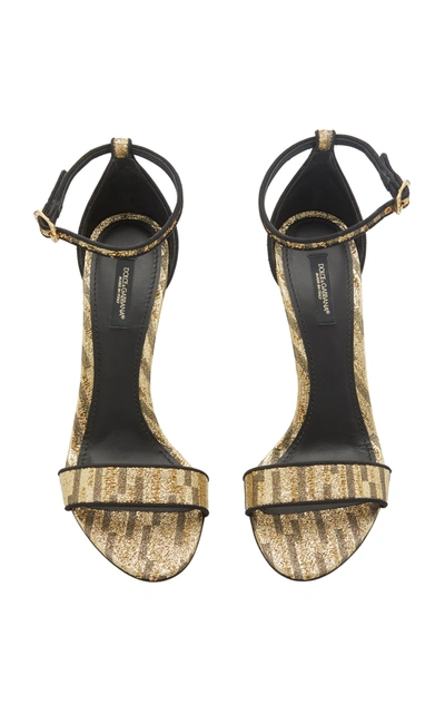 Shop Dolce & Gabbana Logo-embellished Lurex Sandals In Gold