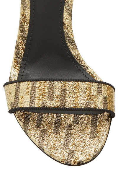 Shop Dolce & Gabbana Logo-embellished Lurex Sandals In Gold