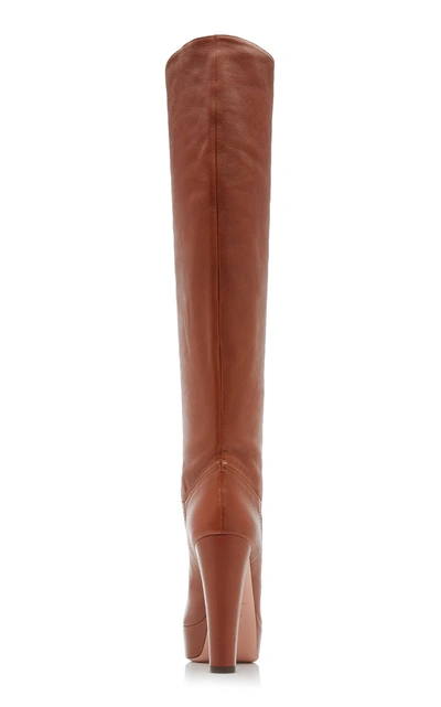 Shop Aquazzura Women's Chambord Platform Leather Knee Boots In Brown