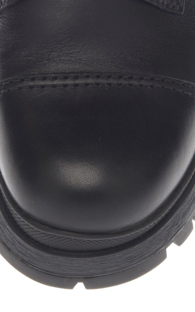 Shop Prada Leather Combat Boots In Black