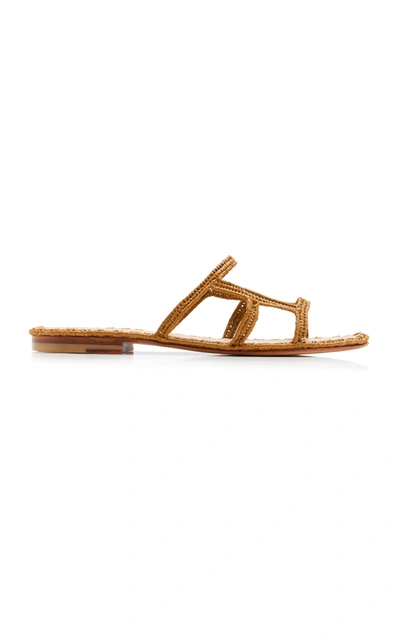 Shop Carrie Forbes Zineb Raffia Slide-on Sandals In Brown