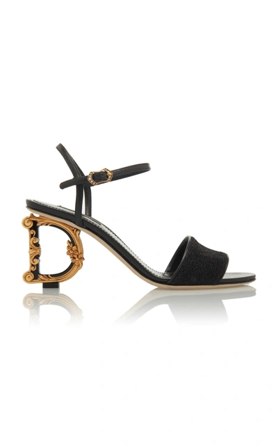 Shop Dolce & Gabbana Women's Baroque-heel Lurex Sandals In Black