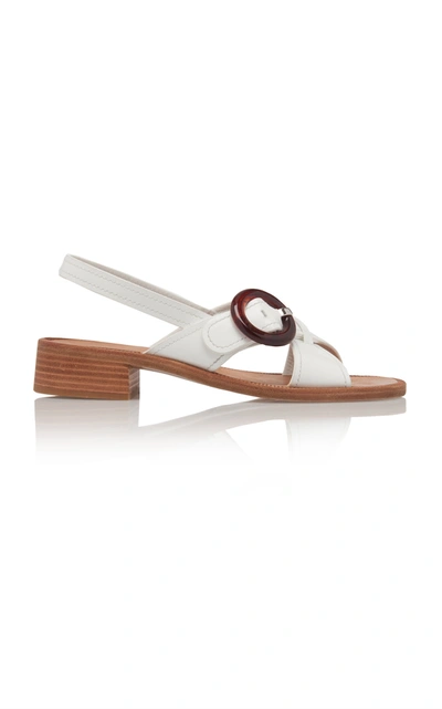 Shop Prada Women's Buckle Sandals In White