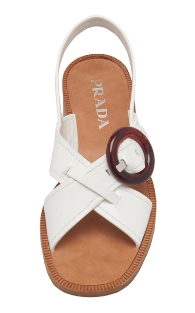 Shop Prada Women's Buckle Sandals In White