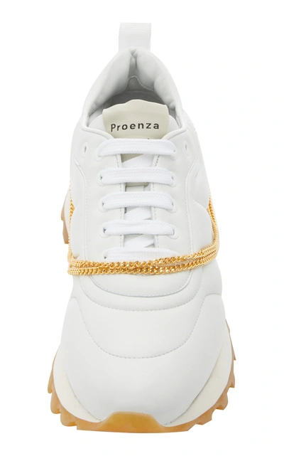 Shop Proenza Schouler Women's Chain-embellished Leather Sneakers In White