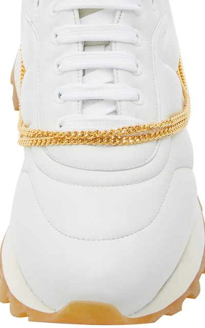Shop Proenza Schouler Women's Chain-embellished Leather Sneakers In White