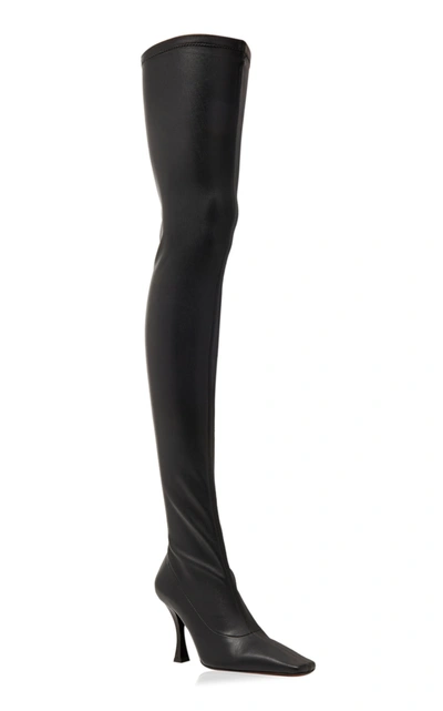 Shop Proenza Schouler Women's Faux Leather Stretch Thigh-high Boots In Black