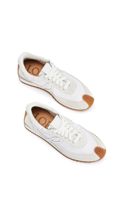Shop Loewe Women's Flow Runner Suede And Nylon Sneakers In White