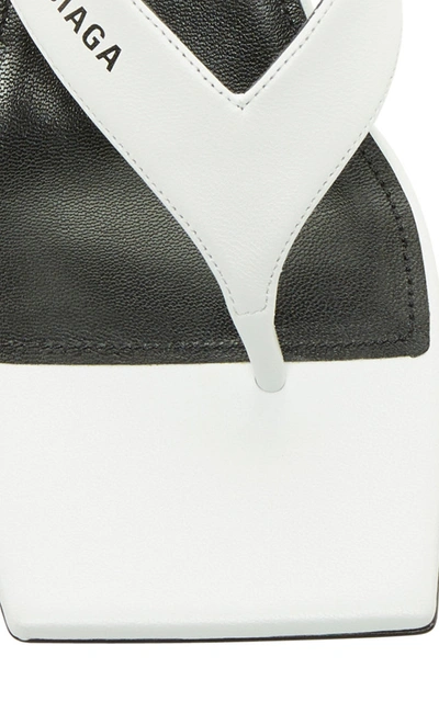 Shop Balenciaga Double Square Logo Leather Sandals In White