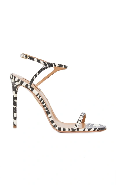 Shop Aquazzura Naked Zebra Print Leather Sandals In Black/white