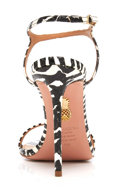 Shop Aquazzura Naked Zebra Print Leather Sandals In Black/white