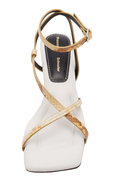 Shop Proenza Schouler Women's Snake-effect Leather Sandals In White