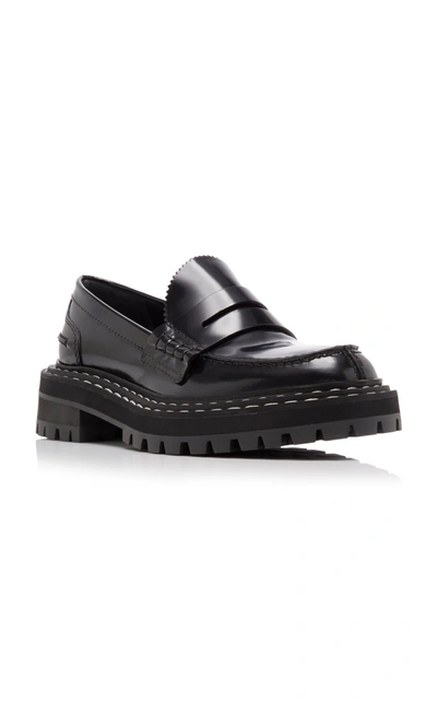 Shop Proenza Schouler Women's Platform Leather Penny Loafers In Black