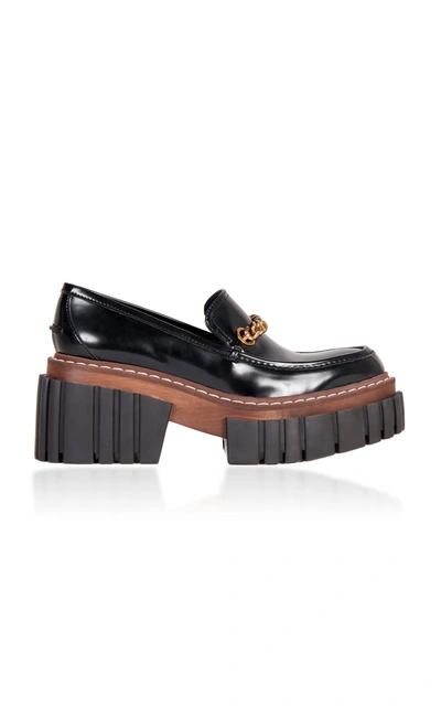 Shop Stella Mccartney Women's Platform Patent Leather Loafers In Black