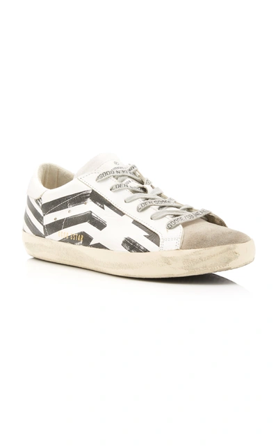 Shop Golden Goose Superstar Striped Leather And Suede Sneakers In Black,white