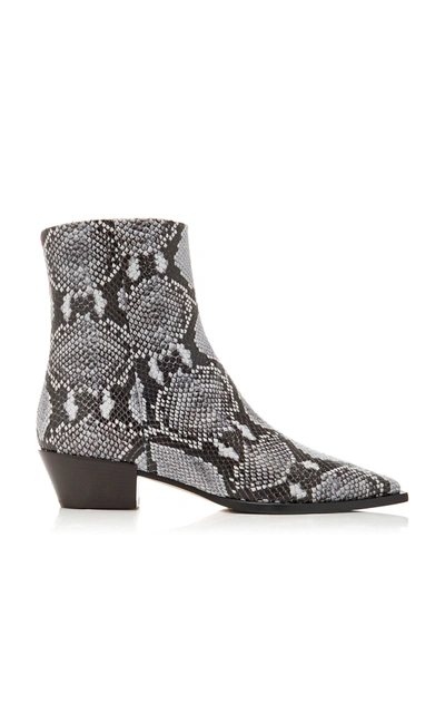 Shop Aeyde Ruby Snake-effect Leather Ankle Boots In Blue