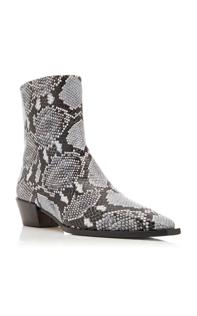 Shop Aeyde Ruby Snake-effect Leather Ankle Boots In Blue