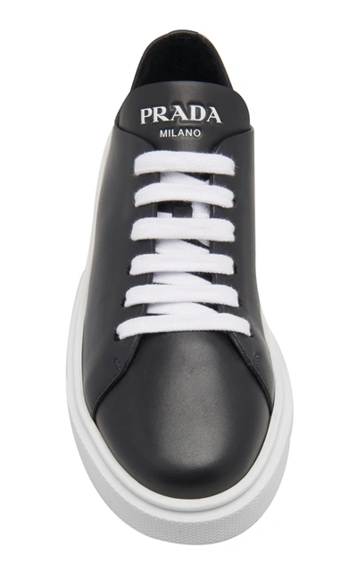 Shop Prada Women's Minimal Leather Trainers In Black,white