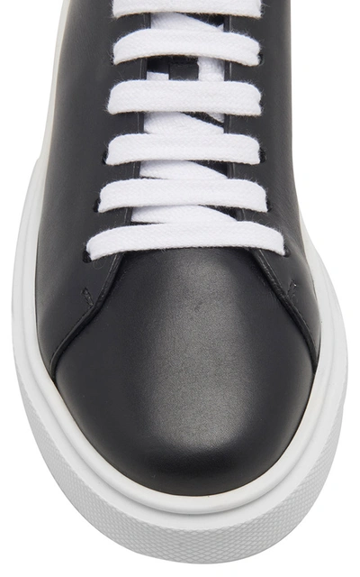 Shop Prada Women's Minimal Leather Trainers In Black,white