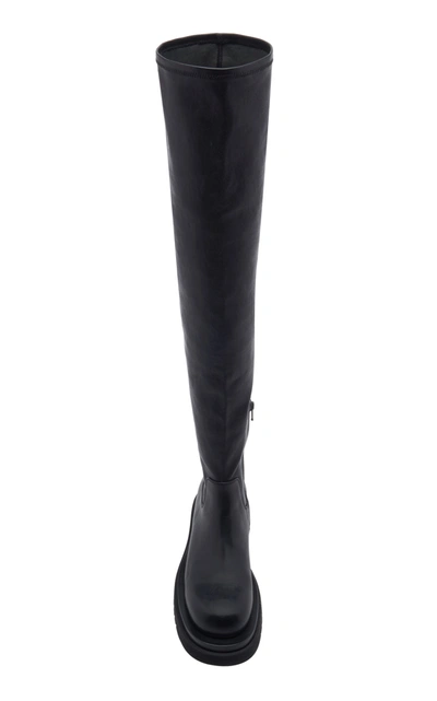 Shop Bottega Veneta Women's The Tire Over The Knee Leather Boots In Black,white