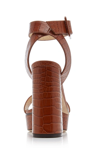 Shop Jimmy Choo Jax Croc-effect Platform Sandals In Brown