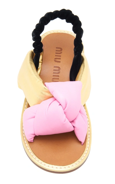 Shop Miu Miu Color-block Knotted Leather Sandals In Pink