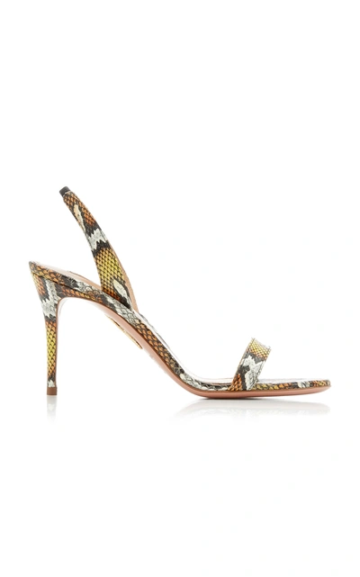 Shop Aquazzura So Nude Snakeskin Leather Sandals In Animal