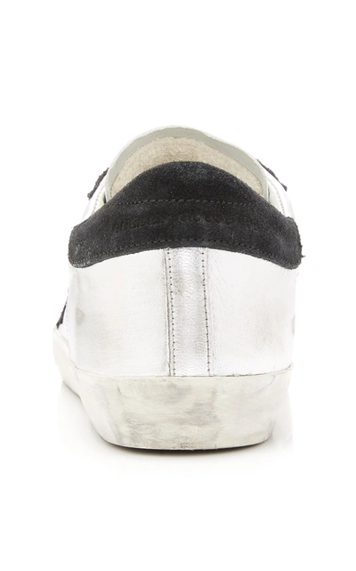 Shop Golden Goose Women's Superstar Distressed Two-tone Leather And Suede Sneakers In Silver