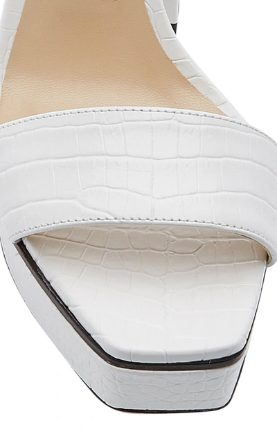 Shop Jimmy Choo Jax Croc-effect Platform Sandals In Ivory