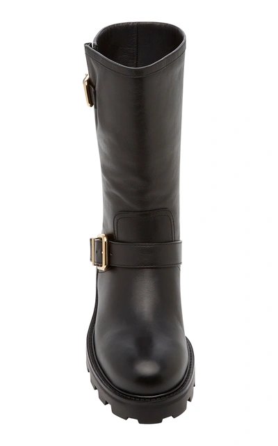 Shop Jimmy Choo Biker Textured-leather Boots In Black