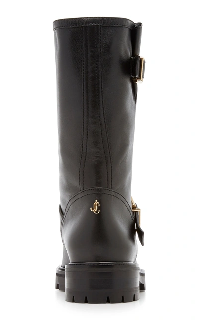 Shop Jimmy Choo Biker Textured-leather Boots In Black