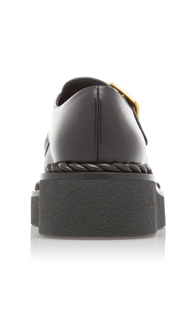 Shop Valentino Garavani Rope Leather Monk-strap Platform Loafers In Black