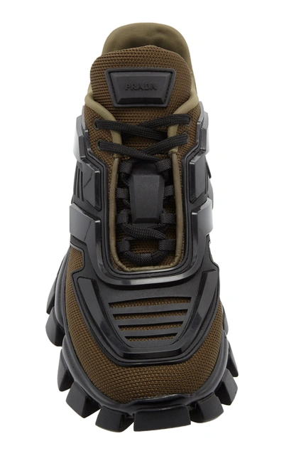 Prada Combat Leather-trimmed Mesh And Rubber Sneakers In Green