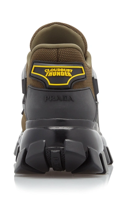 Shop Prada Combat Leather-trimmed Mesh And Rubber Sneakers In Green
