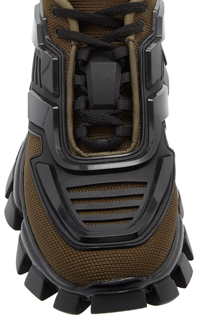 Prada Combat Leather-trimmed Mesh And Rubber Sneakers In Green