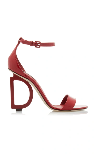 Shop Dolce & Gabbana Women's Logo-embellished Patent Leather Sandals In Red