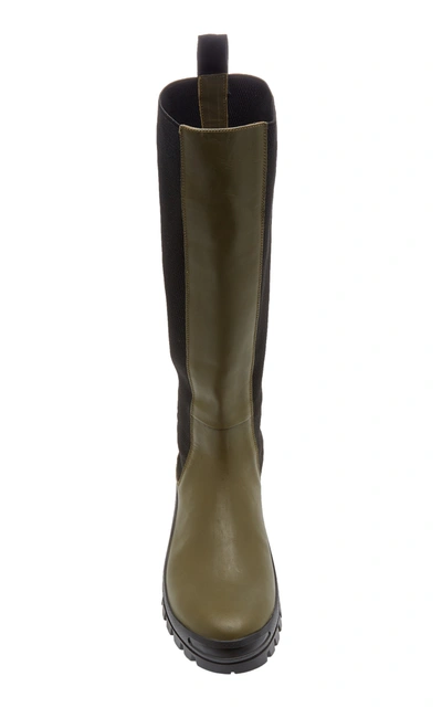 Shop Atp Atelier Women's Bitonto Leather Boots In Green,black