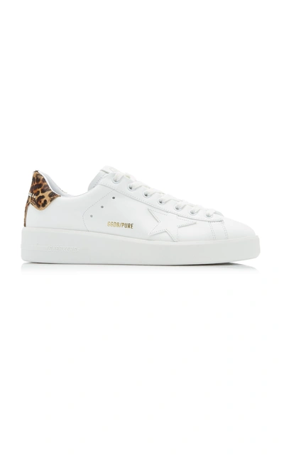 Shop Golden Goose Women's Pure Star Leopard Calf Hair And Leather Sneakers In White