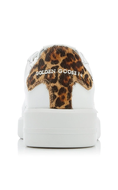 Shop Golden Goose Women's Pure Star Leopard Calf Hair And Leather Sneakers In White
